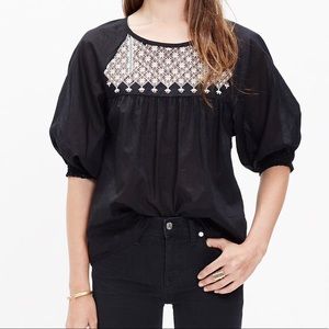 Madewell Starflower Shirred Peasant Top